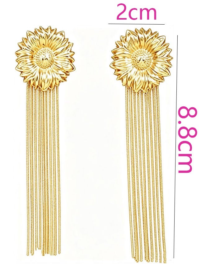 Happy D Vintage Long Stripe Party Dangle Earrings, Women's Slim Metal Tassel Earrings, Gold Jewelry. - Image 3