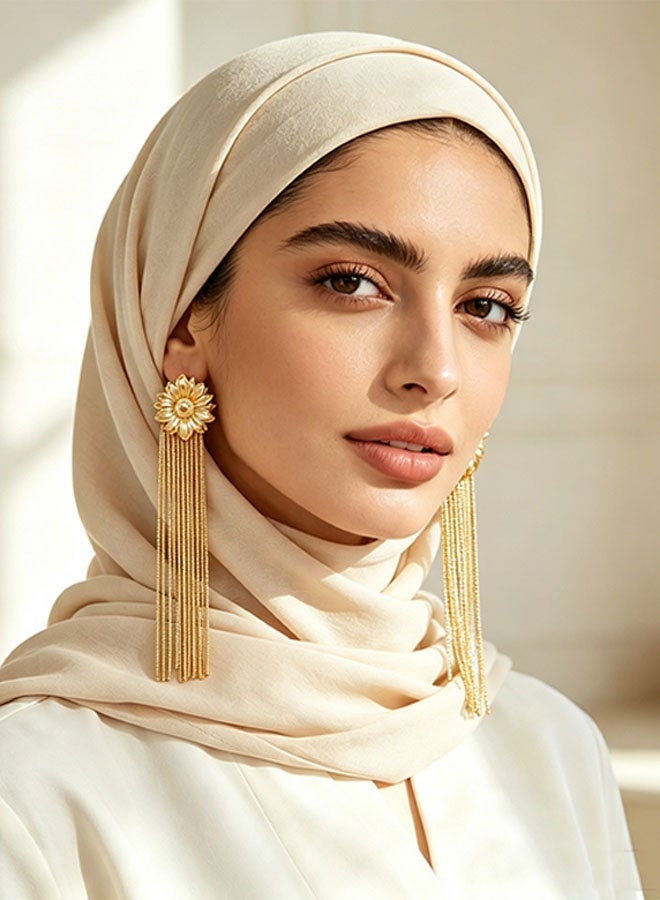 Happy D Vintage Long Stripe Party Dangle Earrings, Women's Slim Metal Tassel Earrings, Gold Jewelry. - Image 2