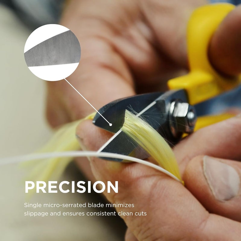 MILLER KS-1 Yellow Fiber Optic Kevlar Scissors, Easily Portable Utility Scissors for Working Technicians, Electricians, and Installers, Heavy-Duty Cable Cutters, 5.5 Inches - Image 2
