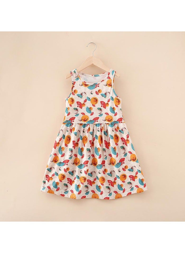 Loquat Cross-border New Milk Silk Printed Children's Dress  - Image 1
