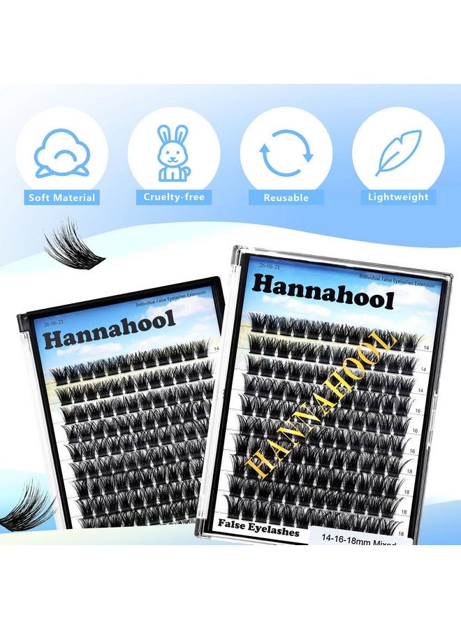 Hannahool 120pcs D Curl Individual Wide Stem Cluster DIY Eye Lashes Extensions Mixed 10-12-14-16mm/14-16-18mm/12-14-16mm Makeup Dramatic Volume Lashes (mixed 12-14-16mm) - Image 4