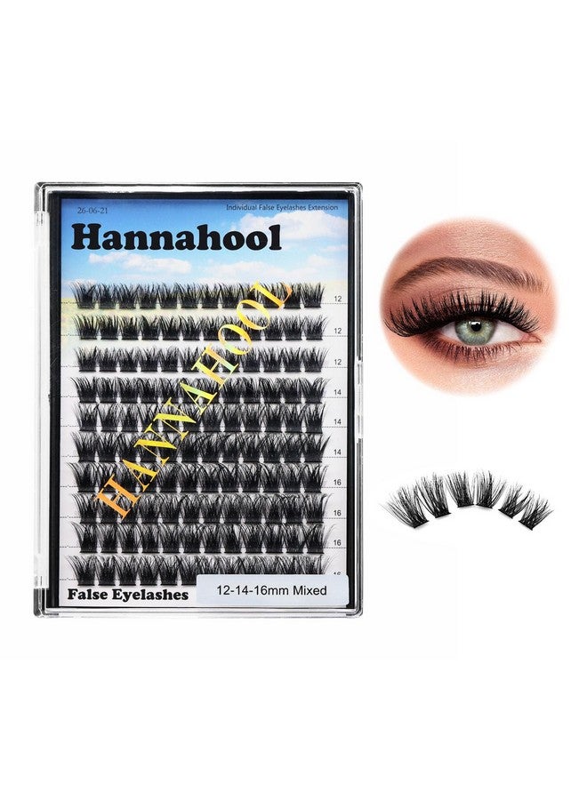 Hannahool 120pcs D Curl Individual Wide Stem Cluster DIY Eye Lashes Extensions Mixed 10-12-14-16mm/14-16-18mm/12-14-16mm Makeup Dramatic Volume Lashes (mixed 12-14-16mm) - Image 1