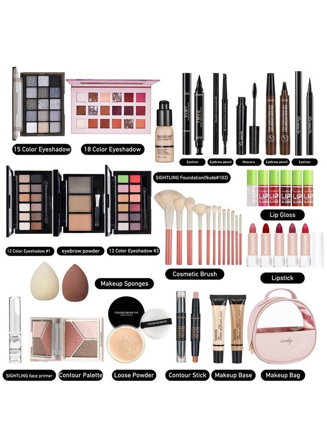 SIGHTLING All In One Makeup Kit, Travel Makeup Kit, Makeup Gift Set, Makeup Kit for Women Full Kit, Makeup Bundle Includes Foundation Eyeshadow Palette Lipstick Eyeliner Mascara Contour Stick Cosmetic Brush Set - Image 2