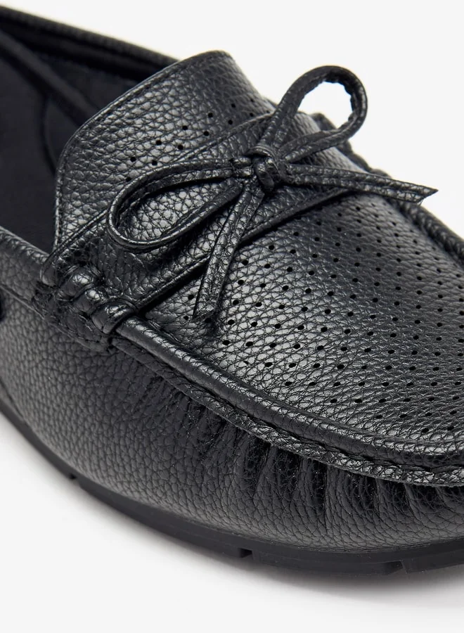 Le Confort Women Laser Cut Slip-On Mules with Bow Detail