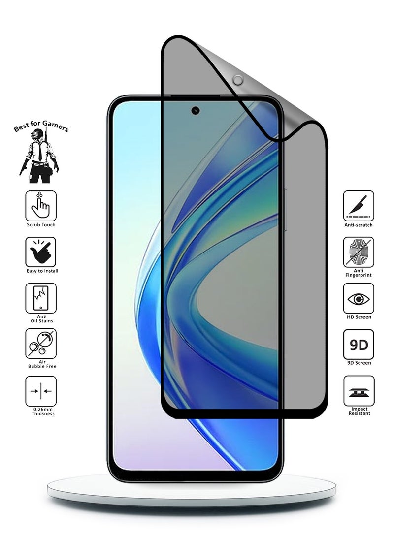 Wtech Honor X7b 4G 2023 Nano Ceramic Privacy Full Glue Full Cover Matte Flexible Screen Protector (MSCNMP) - Clear/Black - Image 2