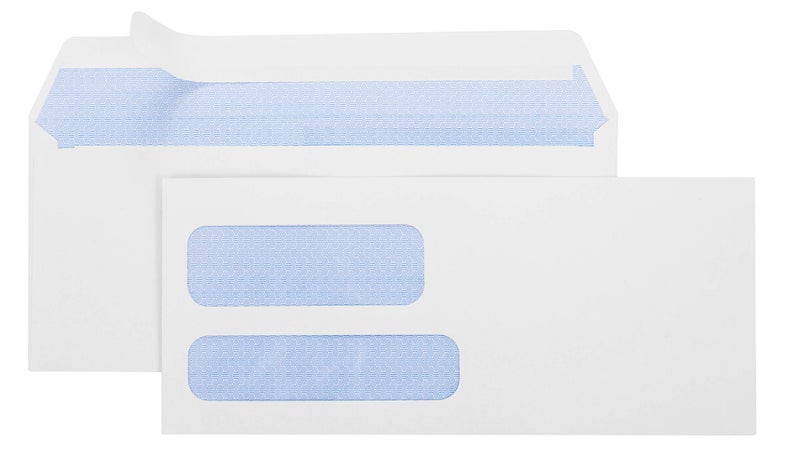 Office Deed #9 Double Window Security Envelopes Self Seal - #9 Envelopes With Window Designed for Quickbook Invoices and Business Statements with peel and seal flap -3 7/8'' X 8 7/8'' - Image 1
