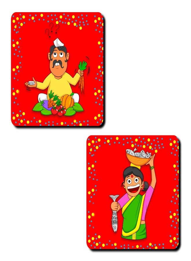 JIKRAA® Wooden Pack of 2 Coasters | Square Shape Coaster | Multicolor Coaster - Image 1