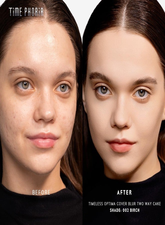 TIMEPHORIA Timeless Optima Cover-Blur Skin Perfection Powder Foundation - Full Coverage, Blur Matte Finish, 16H Oil Control, Non-Comedogenic, with Double-Sided Applicator (02 Birch) - Image 3