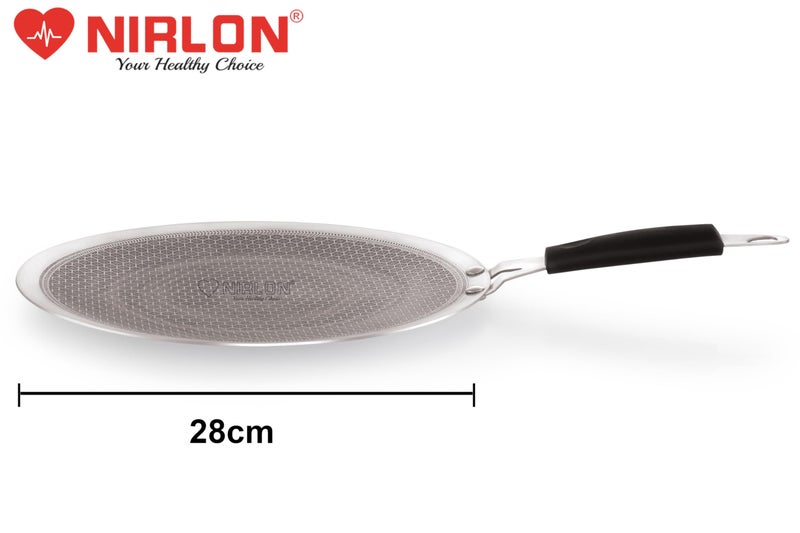 NIRLON Prima Honeycomb Stick Free Triply Stainless Steel Cookware Combo Set of 2Pc |Concave Tawa 28cm/Deep Kadai 20cm-1.6Ltr|Induction and Gas Stove Friendly - Image 2