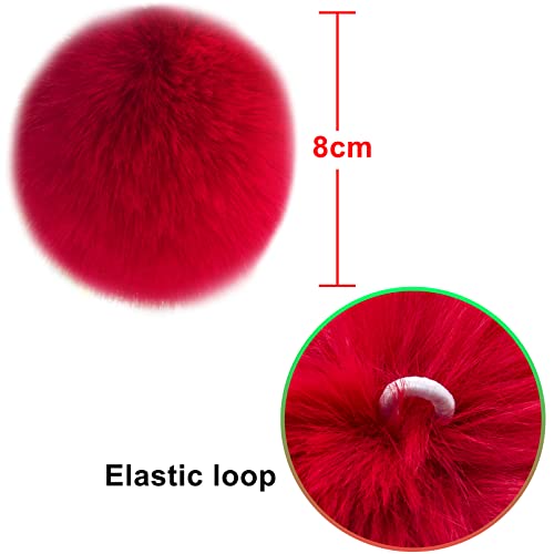 BQTQ 20 Pieces Faux Fur Pom Pom Balls DIY Faux Rabbit Fur Fluffy Pom Pom with Elastic Loop Pom Pom for Hats Keychains Scarves Gloves Bags Accessories - Image 3