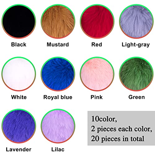 BQTQ 20 Pieces Faux Fur Pom Pom Balls DIY Faux Rabbit Fur Fluffy Pom Pom with Elastic Loop Pom Pom for Hats Keychains Scarves Gloves Bags Accessories - Image 2