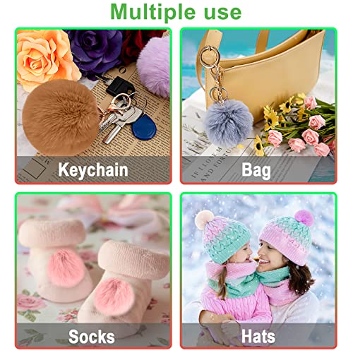 BQTQ 20 Pieces Faux Fur Pom Pom Balls DIY Faux Rabbit Fur Fluffy Pom Pom with Elastic Loop Pom Pom for Hats Keychains Scarves Gloves Bags Accessories - Image 5