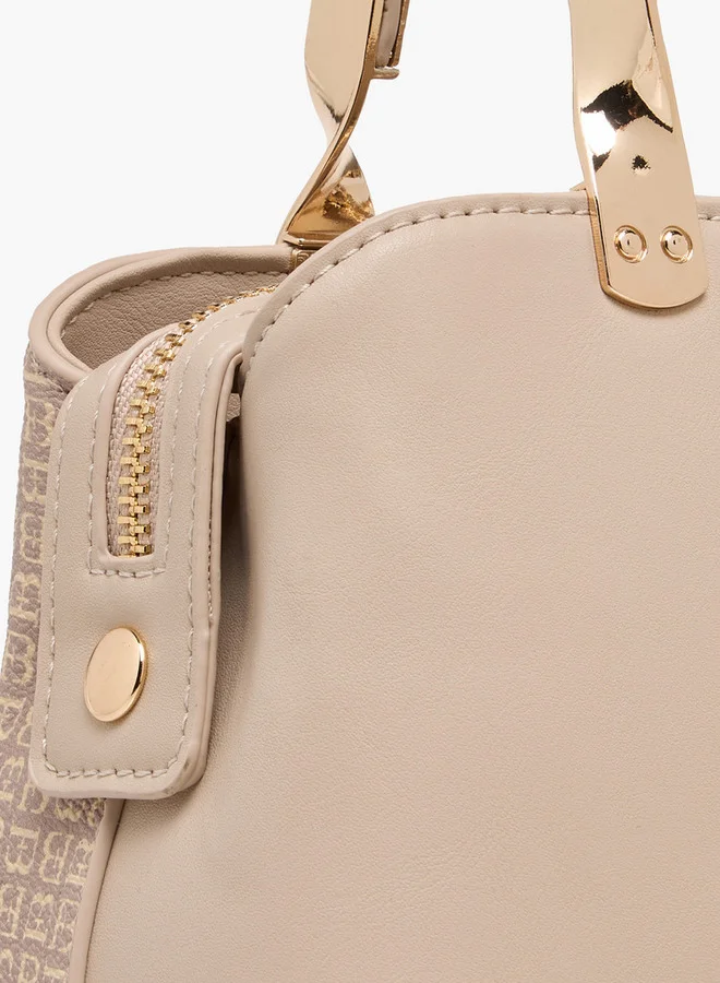 فلورا بيلا من شو إكسبرس Monogram Print Tote Bag with Detachable Chain Strap and Zip Closure