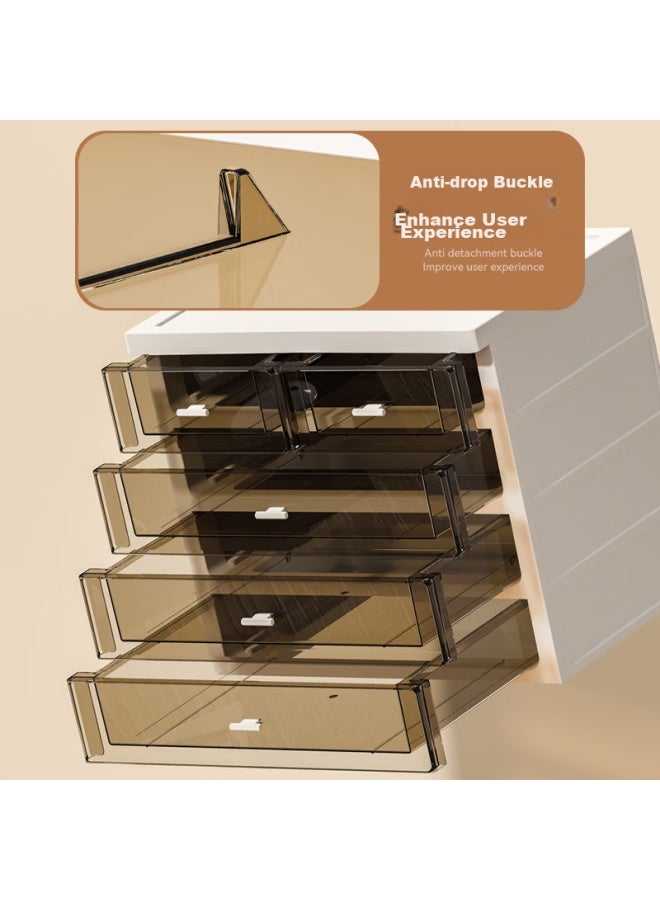Jin Longxing Jinlongxing Desktop Drawer Storage Box, Stationery Organizer, File Storage Cabinet Item Storage Container, Aesthetic Desktop Organizer, Office Stationery Storage Box, Cream White, Three-tier - Image 2