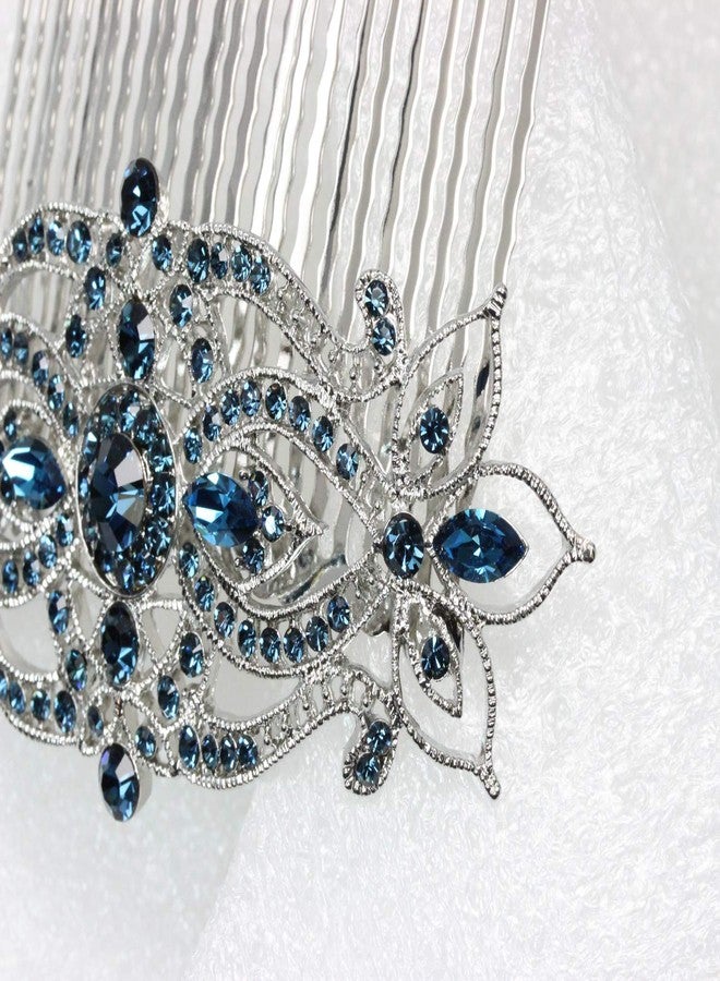 Faship Gorgeous Navy Blue Large Big Floral Hair Comb - Image 4