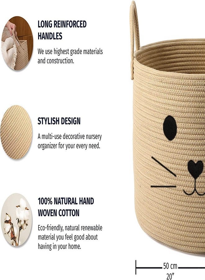 ALBY ☆LBY Cotton Basket, Handcrafted Woven Storage Planter Basket for Home Decor, Multi-Purpose Bag with Handle for Living Room Bathroom Laundry & Toys (12 X 10 INCH) - Image 2