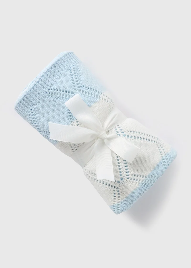 Matalan Baby Blue Stripe Knitted Blanket