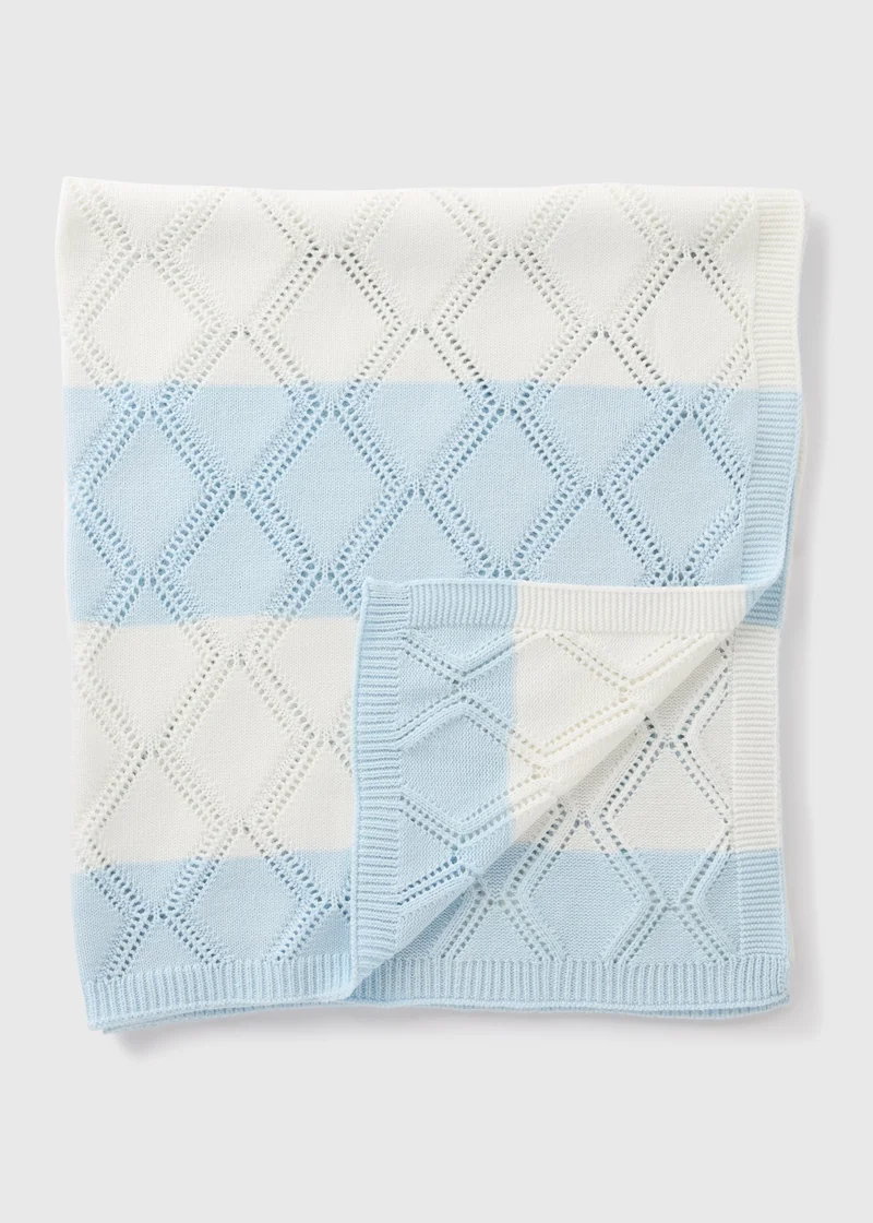 Matalan Baby Blue Stripe Knitted Blanket