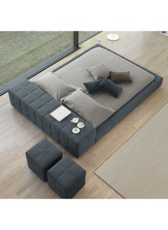 A to Z Furniture Basso Square Upholstered Bed 180x200cm King size Bed in Charcoal Color 