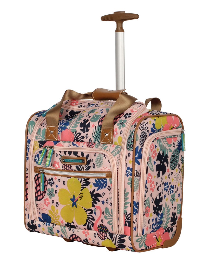 Lily Bloom Designer 15 Inch Carry On - Weekender Overnight Business Travel Luggage - Lightweight 2- Rolling Wheels Suitcase - Under Seat Rolling Bag for Women (Trop Pineapple) - Image 1