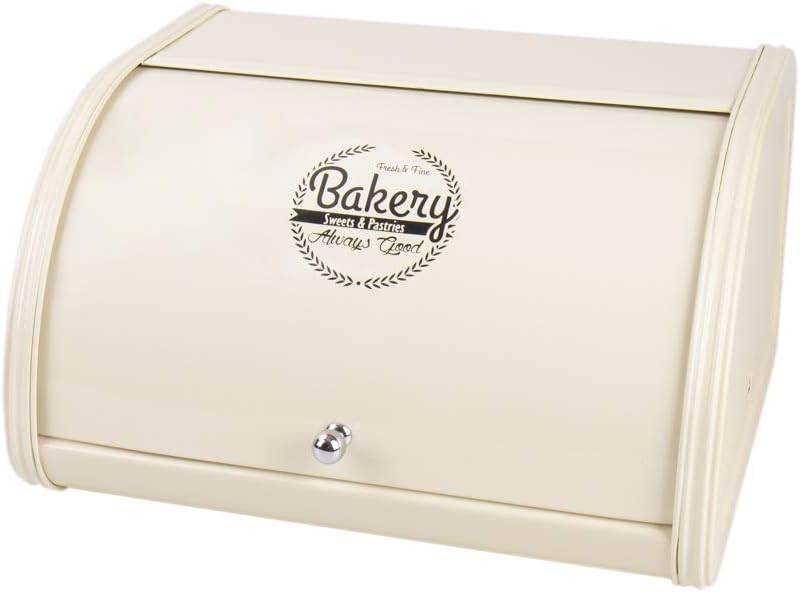 KL X458 Metal Bread Box for Kitchen Countertop - Stainless Steel Bread Box for Kitchen - Bread Storage Container - Airtight Holder for Homemade Bread, Cream Color - Image 1