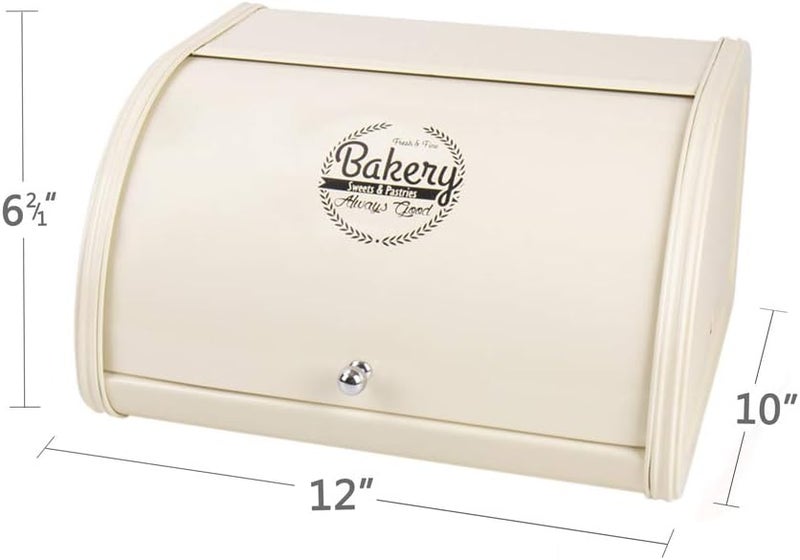 KL X458 Metal Bread Box for Kitchen Countertop - Stainless Steel Bread Box for Kitchen - Bread Storage Container - Airtight Holder for Homemade Bread, Cream Color - Image 2