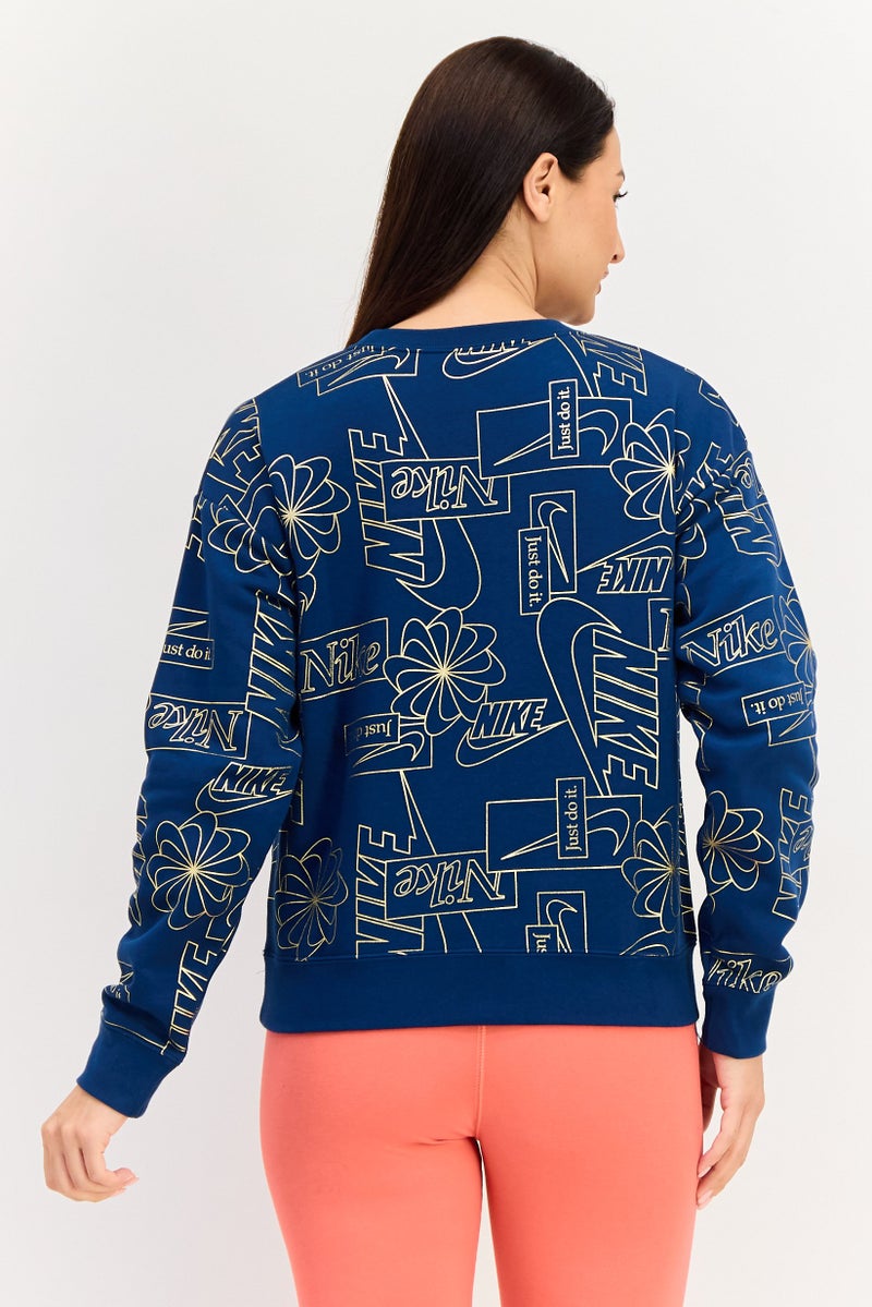 Nike سويت شيرت خارجي طويل الأكمام للنساء بحجم كبير، أزرق مائل إلى الأخضر - Image 3