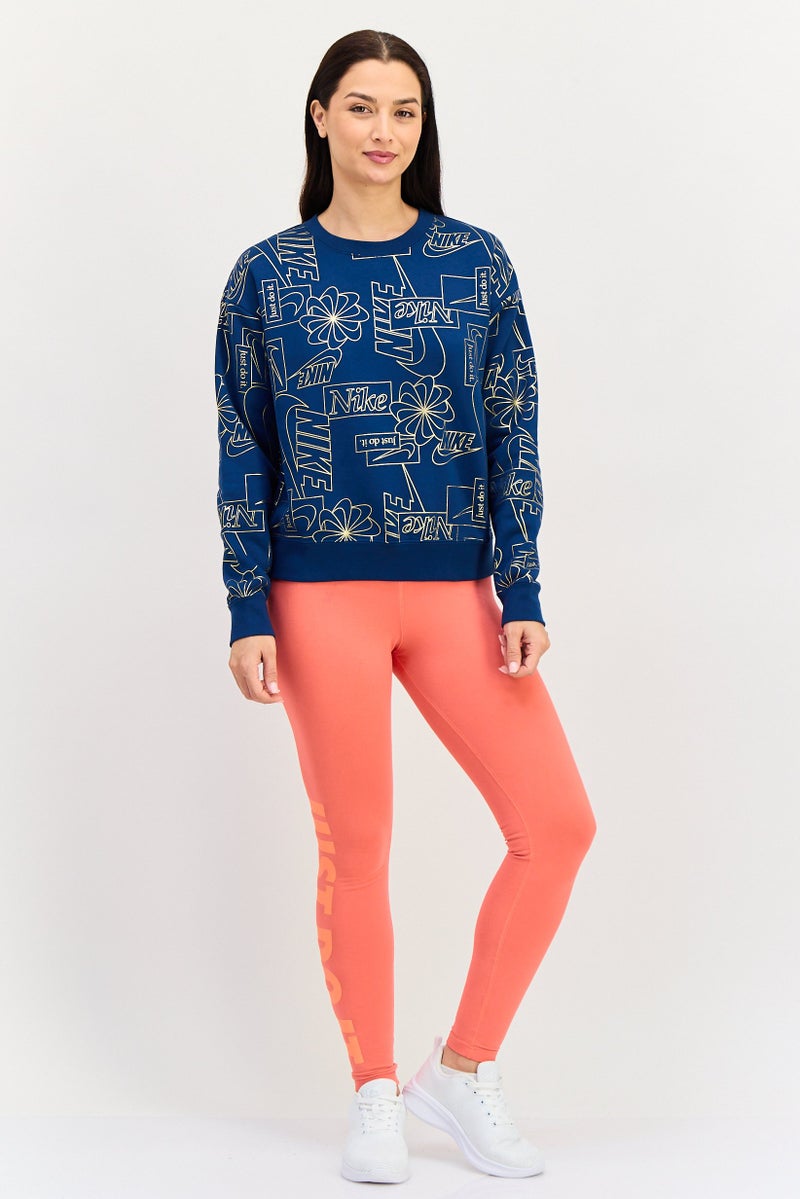 Nike سويت شيرت خارجي طويل الأكمام للنساء بحجم كبير، أزرق مائل إلى الأخضر - Image 4