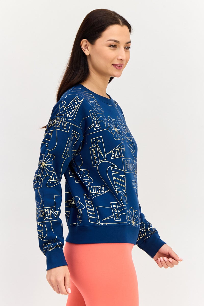 Nike سويت شيرت خارجي طويل الأكمام للنساء بحجم كبير، أزرق مائل إلى الأخضر - Image 2