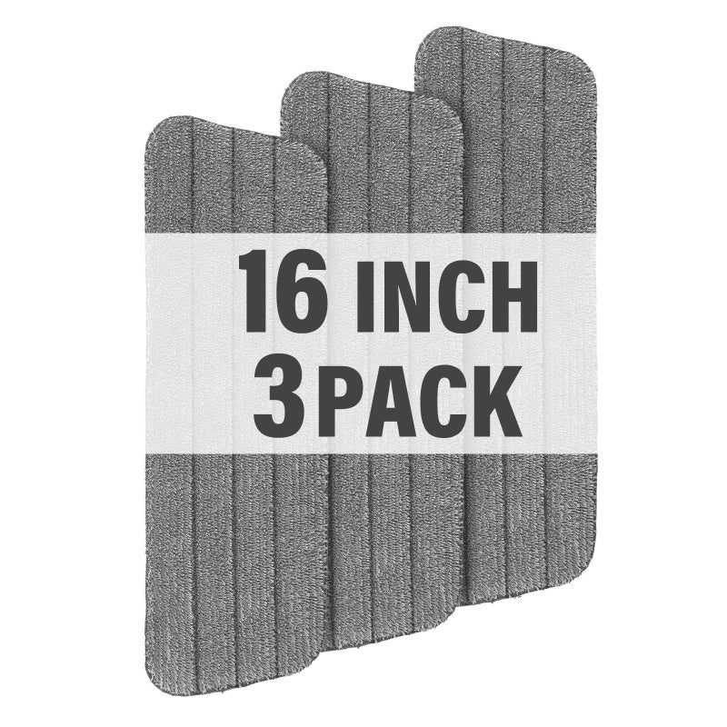 Panda Grip 16.5 inch Mop Pads Refills, 3 Pack Microfiber Reusable Replacement Mop Pads Flat Replacements Heads for Wet Or Dry Floor Cleaning and Scrubbing, Grey Cloth - Image 1
