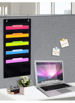 Excefore Hanging Wall Organizer, Over the Door Office Supplies File Document Organizer Holder for Home Bill Filing, Mail Organizer, Wall Mounted File Folders - 5 File Pockets Chart and 2 File Hangers  - Image 2