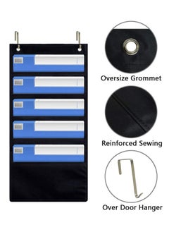Excefore Hanging Wall Organizer, Over the Door Office Supplies File Document Organizer Holder for Home Bill Filing, Mail Organizer, Wall Mounted File Folders - 5 File Pockets Chart and 2 File Hangers  - Image 5