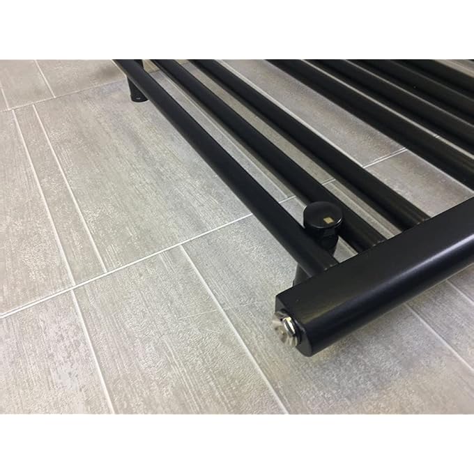 550MM WIDE BLACK HEATED TOWEL RAIL STRAIGHT FLAT BATHROOM WARMER RADIATOR RACK CENTRAL HEATING (550MM WIDE 400MM HEIGHT) - Image 2
