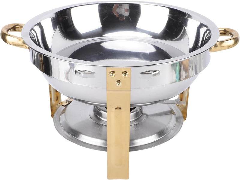 Naroote Buffet Chafing Dish, 4.5L Gold Round Stainless Steel Buffet Server Warmer with Stackable Stands, for Restaurant, Hotel, Party, Wedding - Image 4