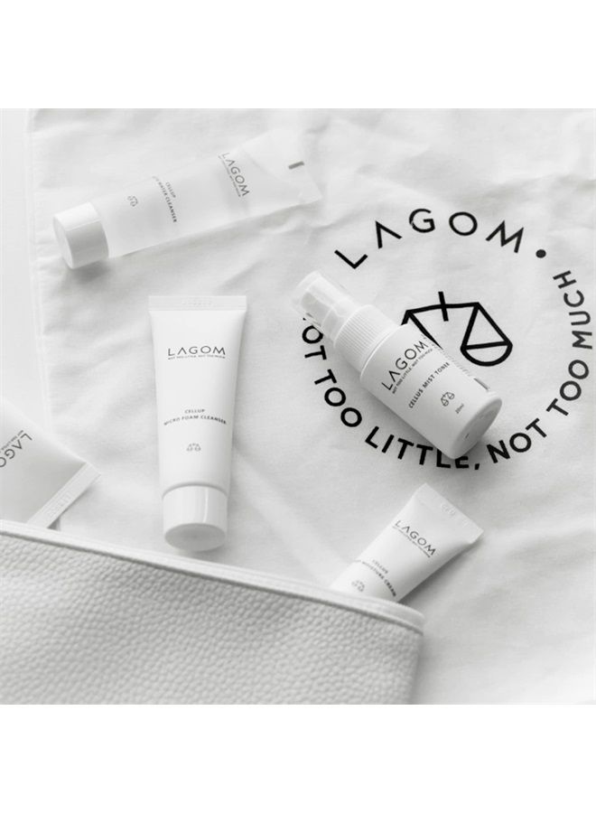 LAGOM Travel Kit Natural Herbal Compact Facial Skin Care Package Set, Cellup Gel to Water Cleanser 30ml, Cellup Micro Foam Cleanser 30ml, Cellus Mist Toner 20ml, Cellus Deep Moisture Cream 8ml - Image 2