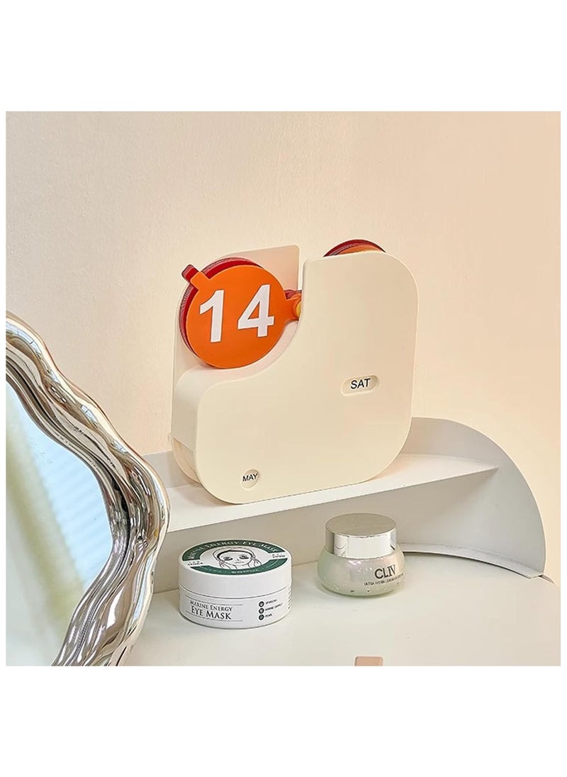 Calendar ornaments desktop Calendar Decor rotating digital card calendar desk ornaments perpetual calendar month/week/date(beige,17.5 * 4 * 17.5cm)