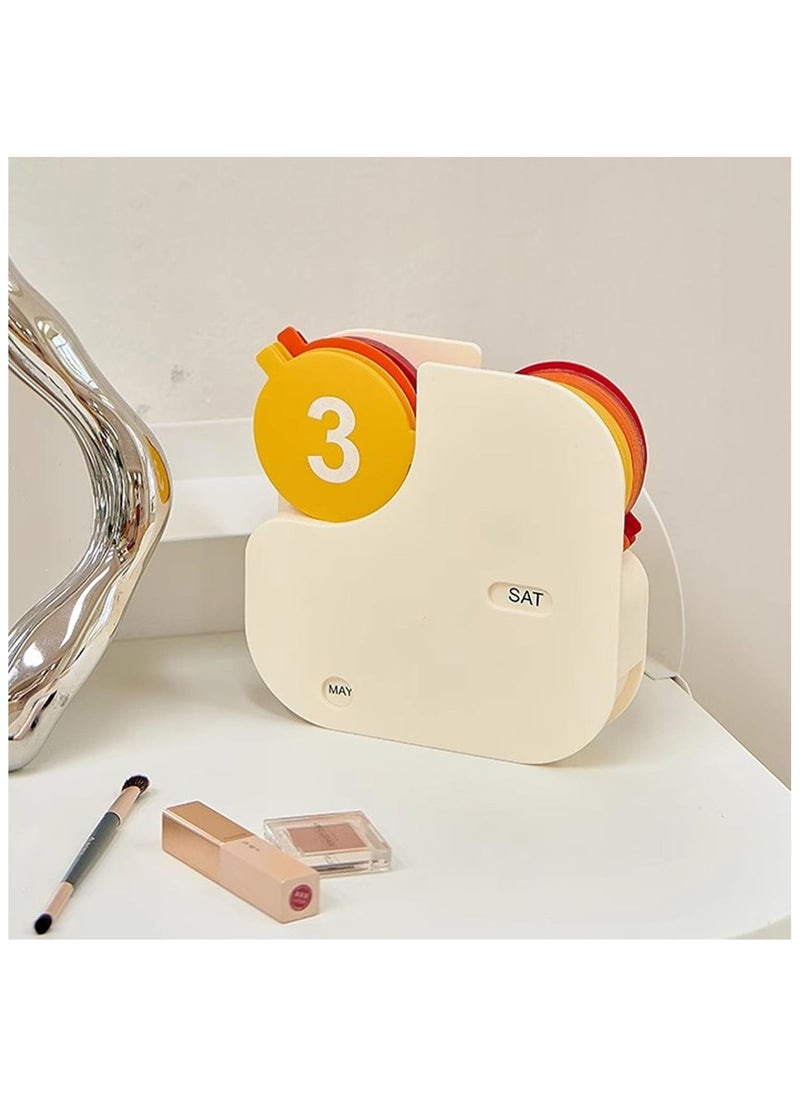 Calendar ornaments desktop Calendar Decor rotating digital card calendar desk ornaments perpetual calendar month/week/date(beige,17.5 * 4 * 17.5cm)
