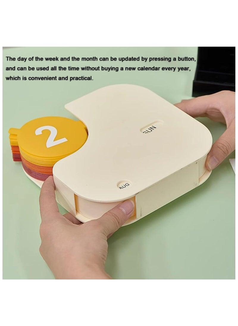 Calendar ornaments desktop Calendar Decor rotating digital card calendar desk ornaments perpetual calendar month/week/date(beige,17.5 * 4 * 17.5cm)