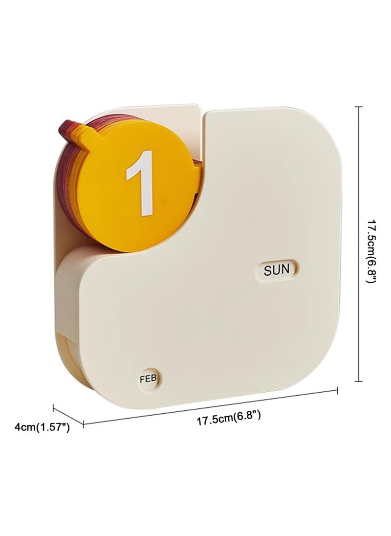 Calendar ornaments desktop Calendar Decor rotating digital card calendar desk ornaments perpetual calendar month/week/date(beige,17.5 * 4 * 17.5cm)