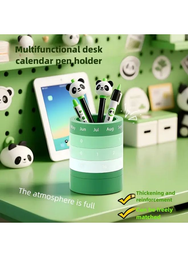 1 Pcs Gradient Green Creative Detachable Multifunctional Calendar Pen Holder Organizer With Built In Monthly Calendar Desk Storage For Home Office Workspace Decoration Stationery Holder For Professionals - Image 3