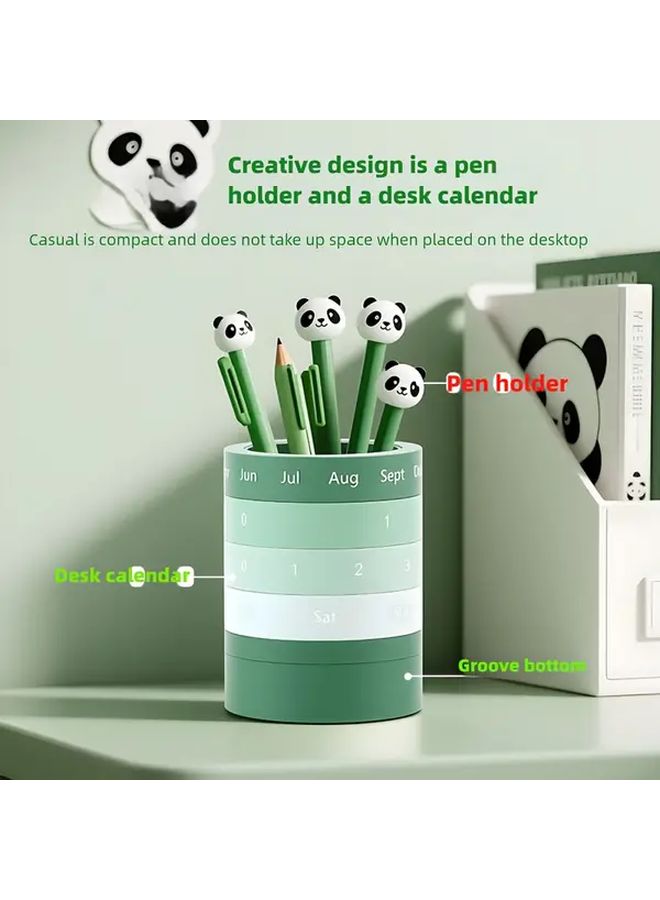 1 Pcs Gradient Green Creative Detachable Multifunctional Calendar Pen Holder Organizer With Built In Monthly Calendar Desk Storage For Home Office Workspace Decoration Stationery Holder For Professionals - Image 4