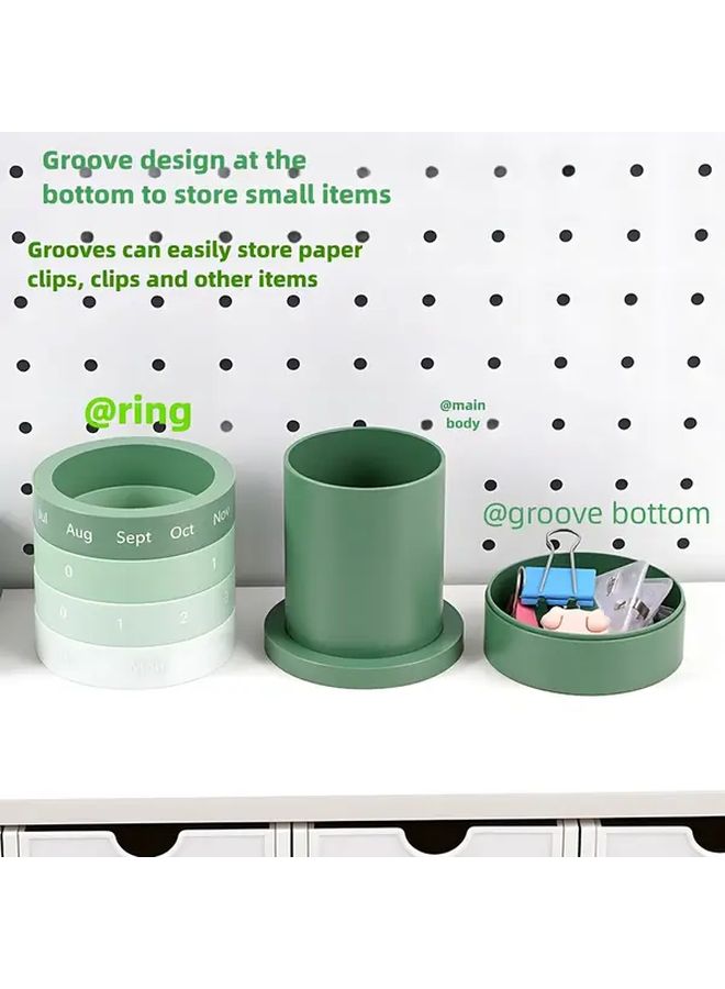 1 Pcs Gradient Green Creative Detachable Multifunctional Calendar Pen Holder Organizer With Built In Monthly Calendar Desk Storage For Home Office Workspace Decoration Stationery Holder For Professionals - Image 5