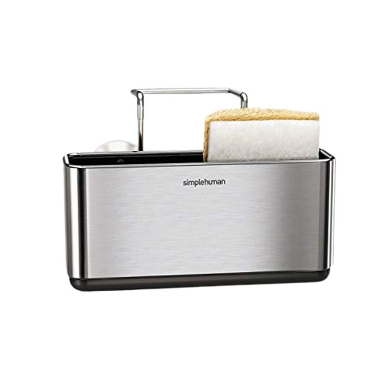simplehuman Slim Sink Caddy Sponge Holder, Brushed Stainless Steel, Silver - Image 1