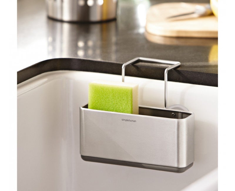 simplehuman Slim Sink Caddy Sponge Holder, Brushed Stainless Steel, Silver - Image 3