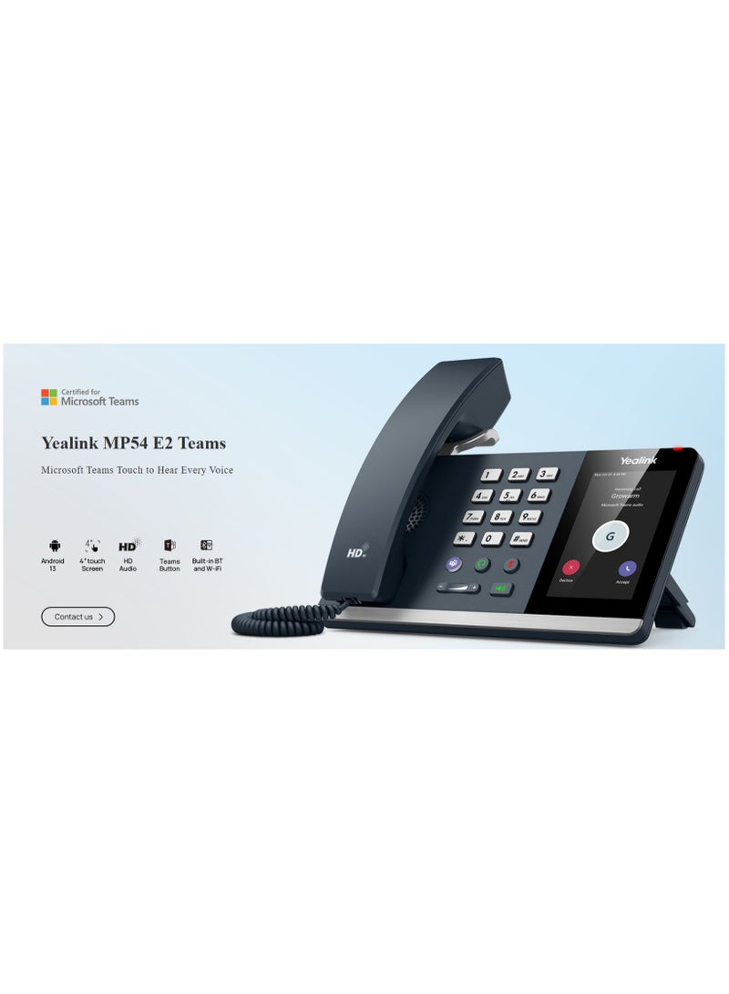 يالينك Yealink MP54 E2 Teams IP Phone – Android 13, Touch Screen, Built-in Wi-Fi & Bluetooth, HD Audio, Noise Proof, Microsoft Teams Certified, Hybrid Mode - Image 4