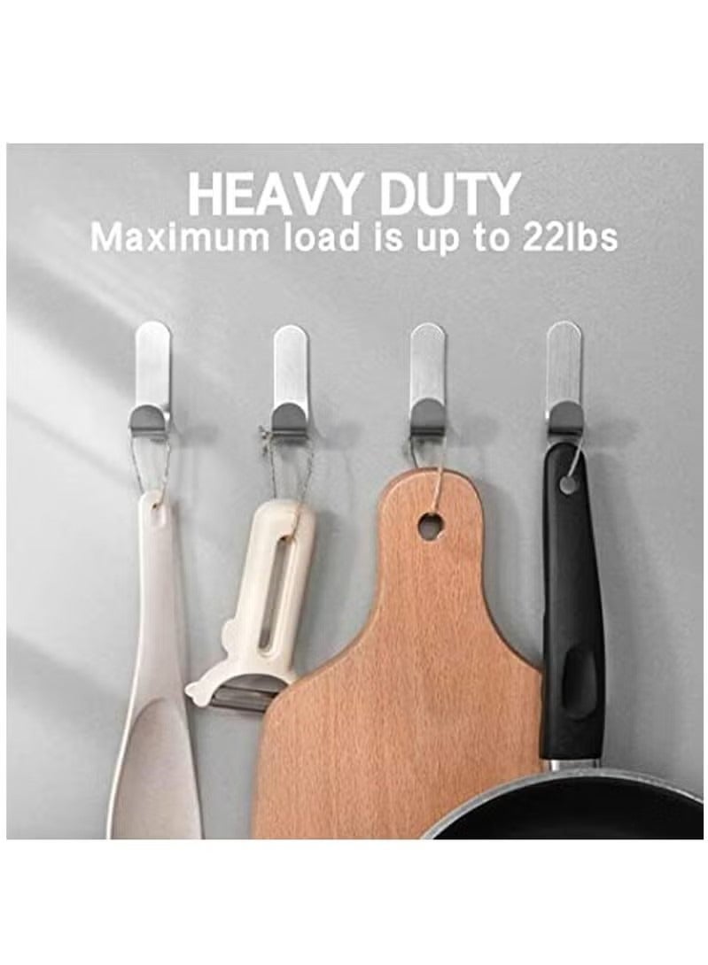 Adhesive Hooks, Wall Hooks 16 Pack Heavy Duty Stainless Steel Wall Hooks Adhesive for Hanging Jackets, Kitchenware, Bathrobes, Bath Towels, Coat, Bag, Party Light Strip  - Image 2