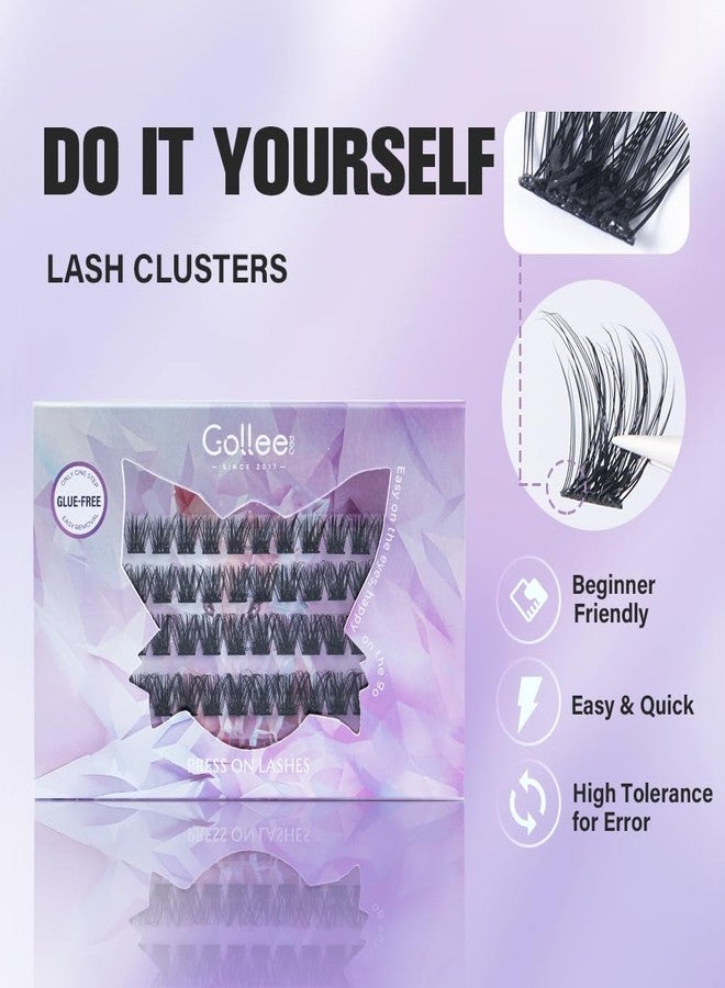 GOLLEE Self Adhesive Eyelashes, No Glue Needed Self Adhesive Lash Clusters, Reusable Pre-Glued Eyelashes No Remover No Residue for Beginners - Image 2