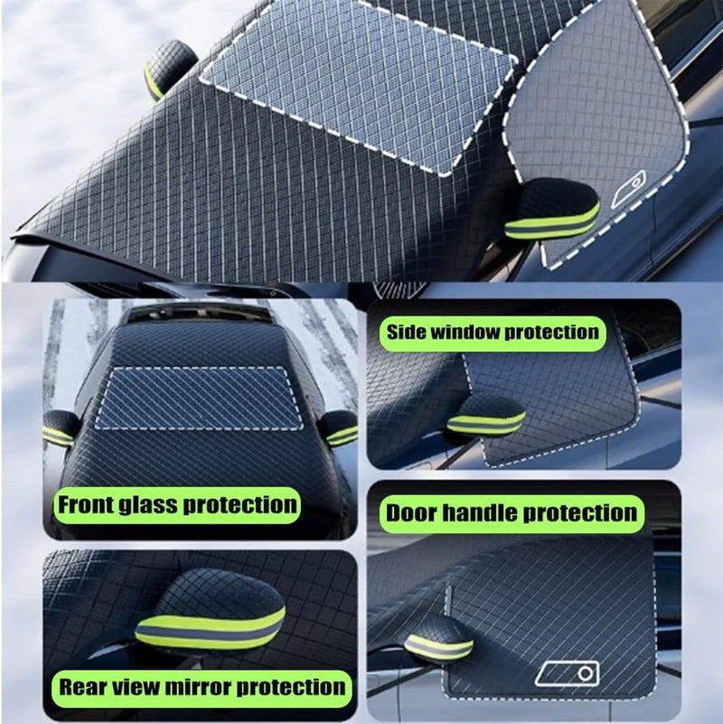 Car Windshield Snow Cover for Nissan Teana 2013-2018, Oxford Fabric Magnetic Ice Shield Windproof Easy Install Sun Shade Winter Sunshade,Green - Image 5