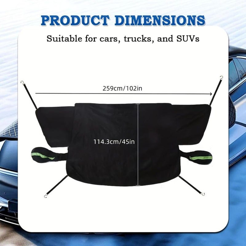 Car Windshield Snow Cover for Nissan Teana 2013-2018, Oxford Fabric Magnetic Ice Shield Windproof Easy Install Sun Shade Winter Sunshade,Green - Image 2