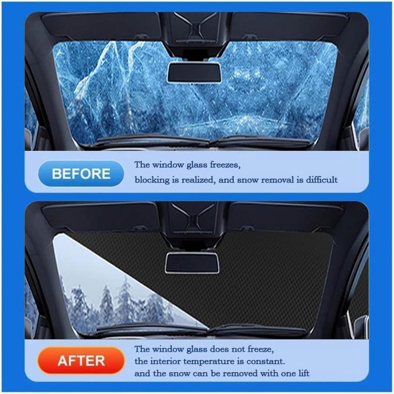 Car Windshield Snow Cover for Nissan Teana 2013-2018, Oxford Fabric Magnetic Ice Shield Windproof Easy Install Sun Shade Winter Sunshade,Green - Image 3